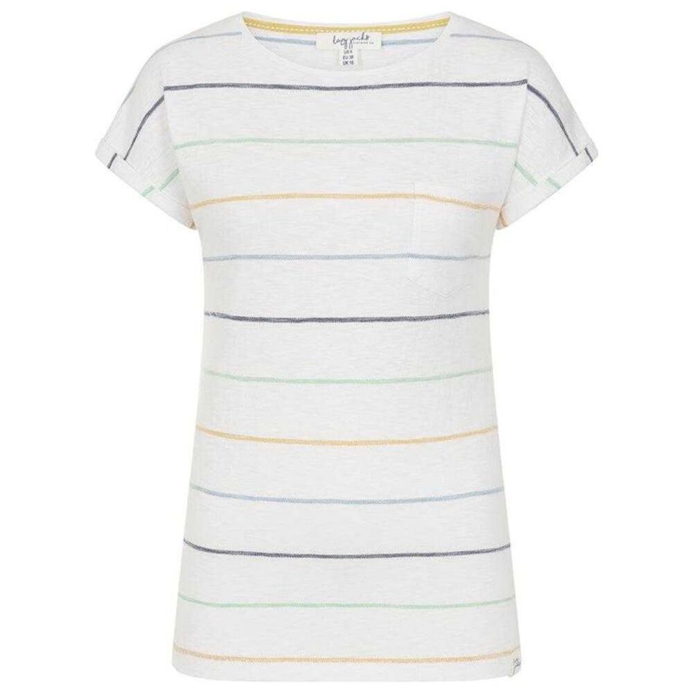 Lazy Jacks Womens/Ladies Striped Textured T-Shirt / White/Green